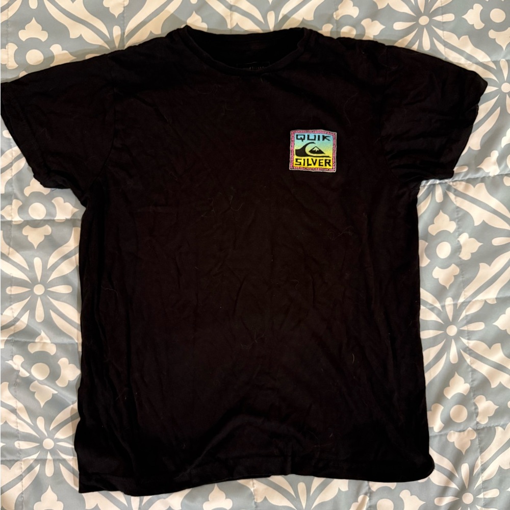 Quiksilver Black Short Sleeve Tee Classic Crew Neck